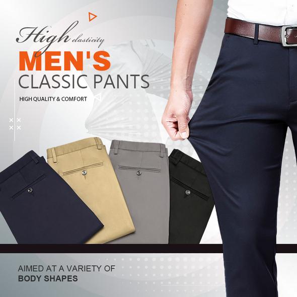 Pantalones clásicos de alta elasticidad para hombre en oferta-ES