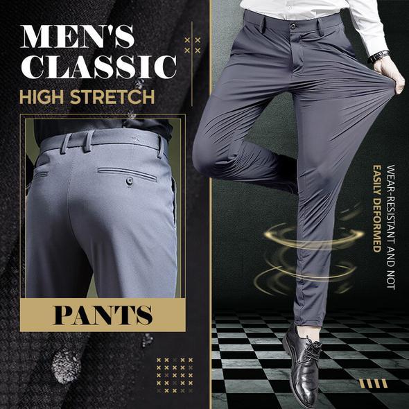 Pantalones clásicos de alta elasticidad para hombre en oferta-ES