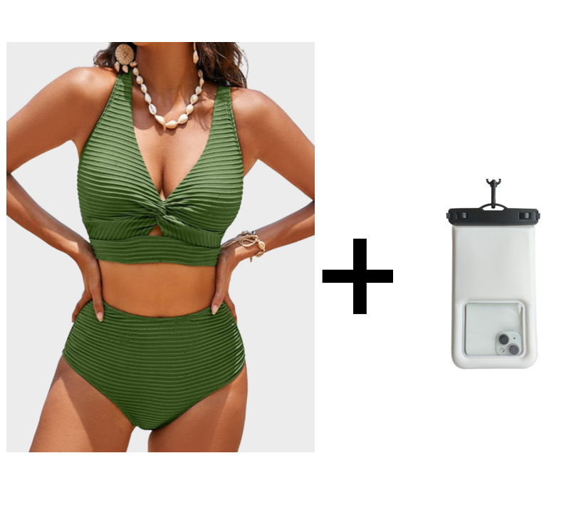 Conjunto de bikini de cintura alta-ES