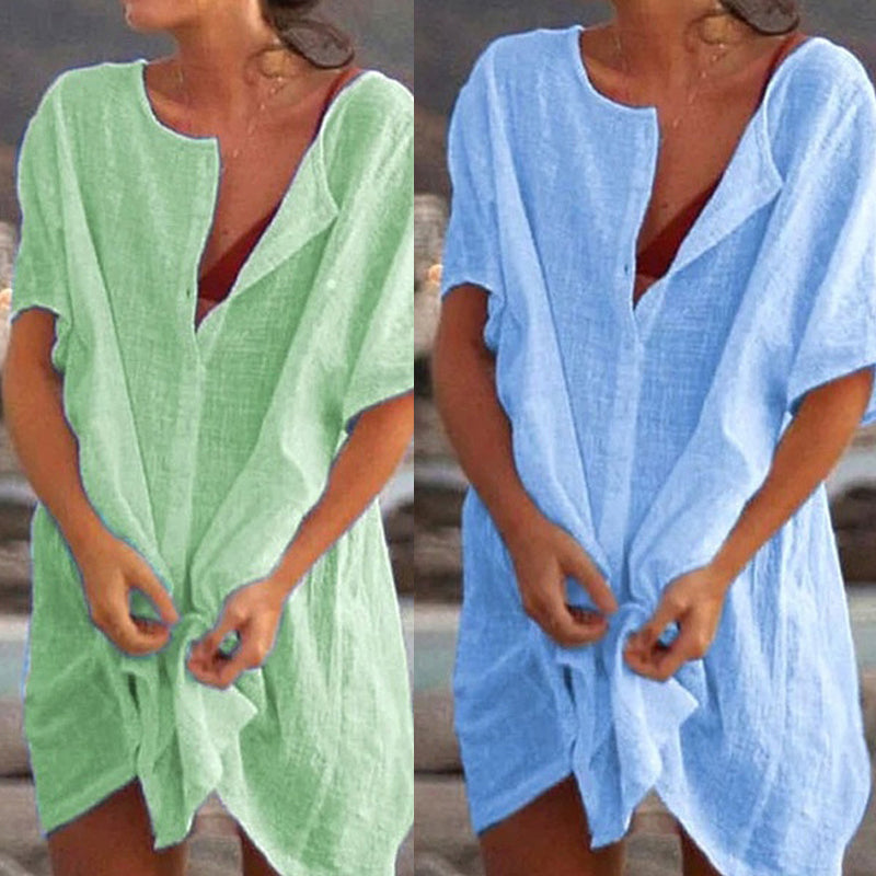 💁♀️Gran oferta 🔥 Camisa larga suelta de algodón y lino para mujer (S-8XL)