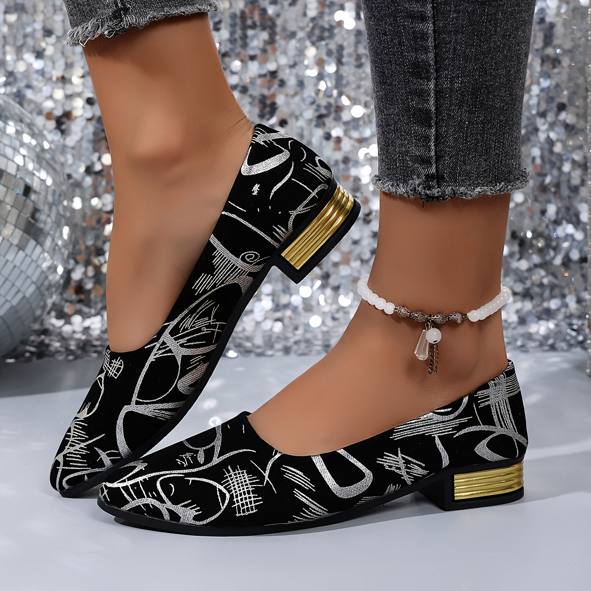 Zapatos de tacón bajo de moda para mujer-ES