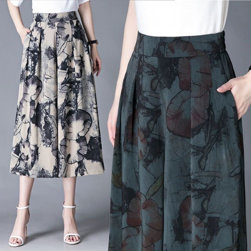 Pantalones anchos de gasa elegantes para mujer-ES