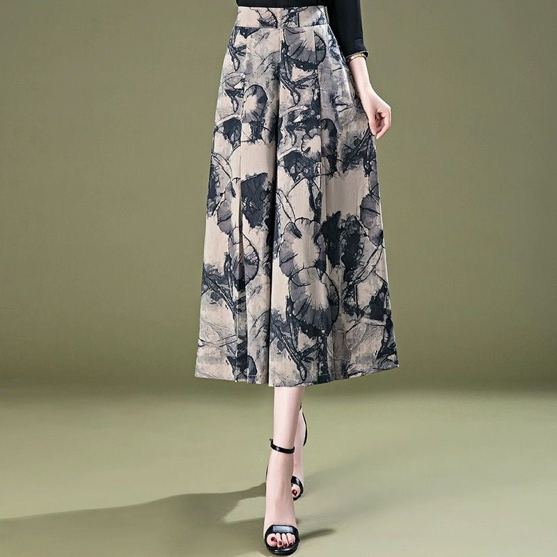 Pantalones anchos de gasa elegantes para mujer-ES