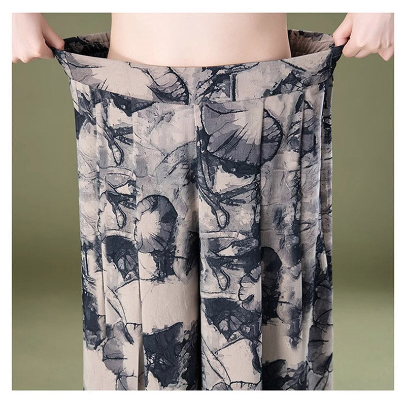 Pantalones anchos de gasa elegantes para mujer-ES