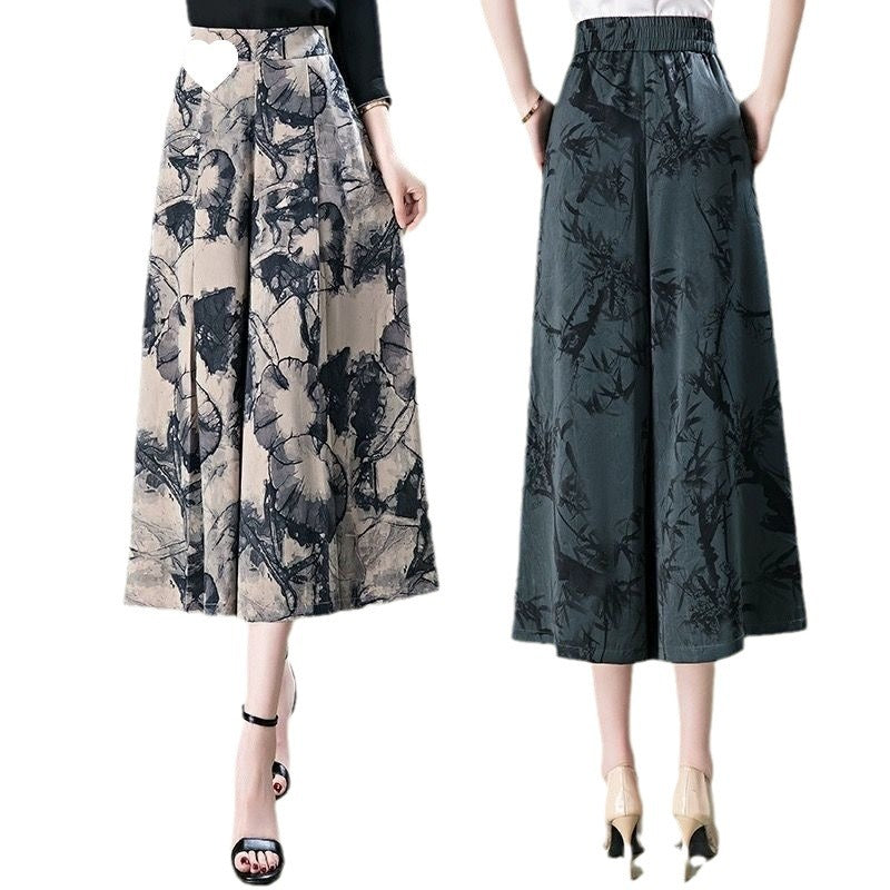 Pantalones anchos de gasa elegantes para mujer-ES