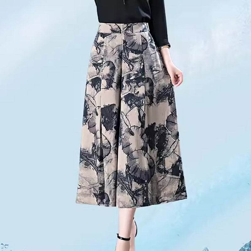 Pantalones anchos de gasa elegantes para mujer-ES