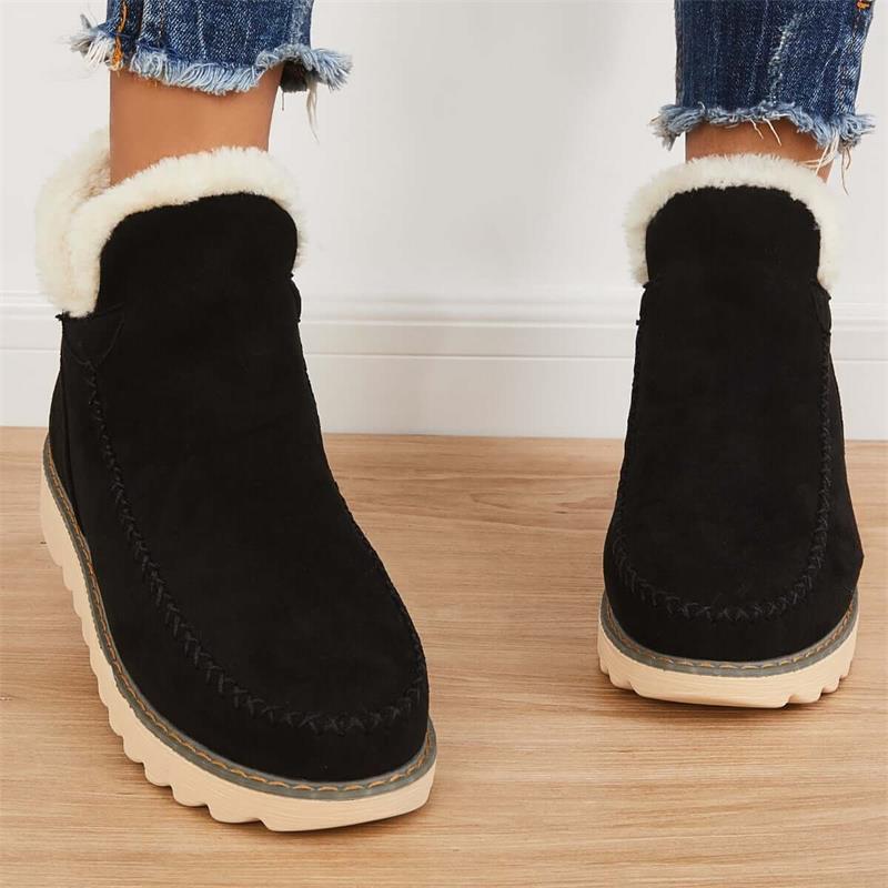 Botas de nieve clásicas hasta el tobillo para mujer con suela antideslizante-ES