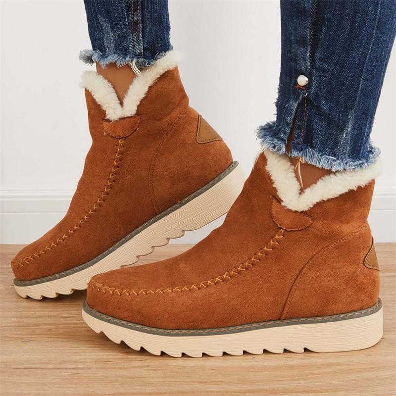 Botas de nieve clásicas hasta el tobillo para mujer con suela antideslizante-ES