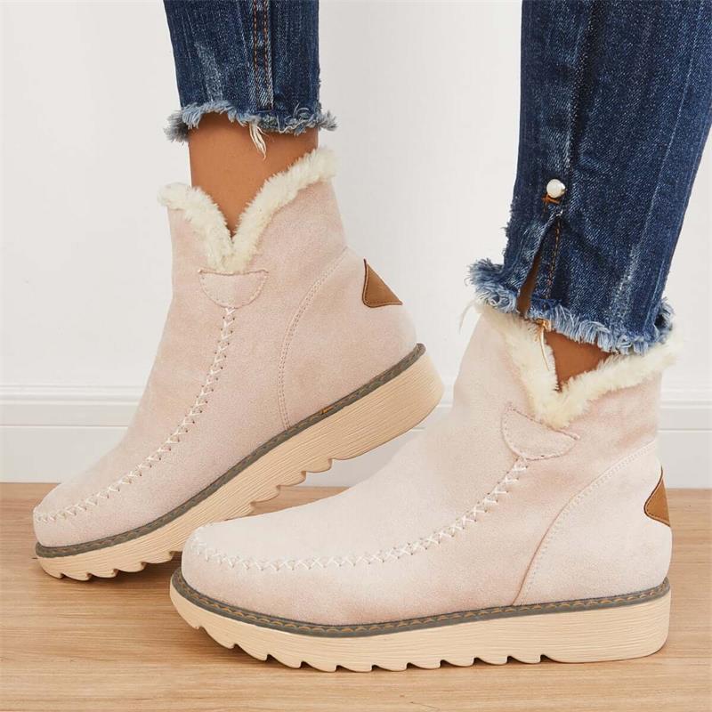 Botas de nieve clásicas hasta el tobillo para mujer con suela antideslizante-ES