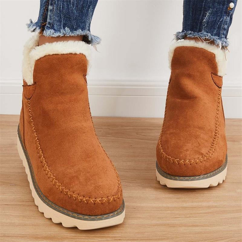 Botas de nieve clásicas hasta el tobillo para mujer con suela antideslizante-ES