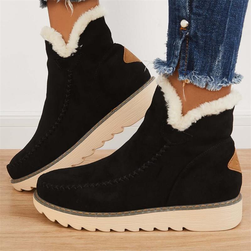 Botas de nieve clásicas hasta el tobillo para mujer con suela antideslizante-ES