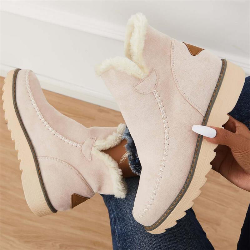 Botas de nieve clásicas hasta el tobillo para mujer con suela antideslizante-ES