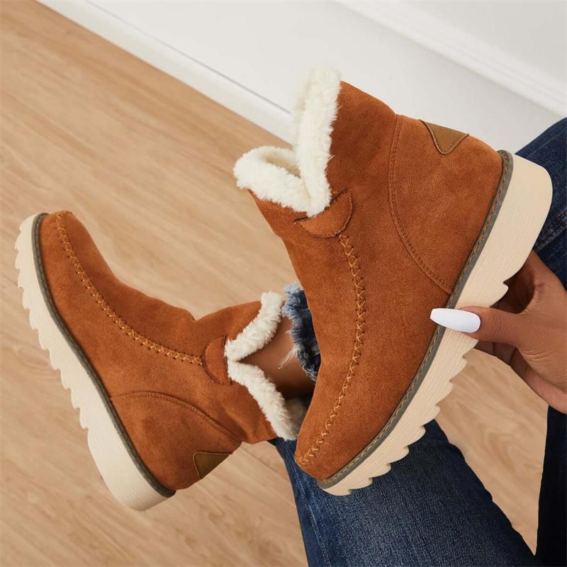 Botas de nieve clásicas hasta el tobillo para mujer con suela antideslizante-ES