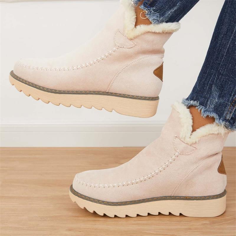 Botas de nieve clásicas hasta el tobillo para mujer con suela antideslizante-ES