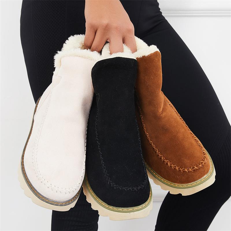 Botas de nieve clásicas hasta el tobillo para mujer con suela antideslizante-ES