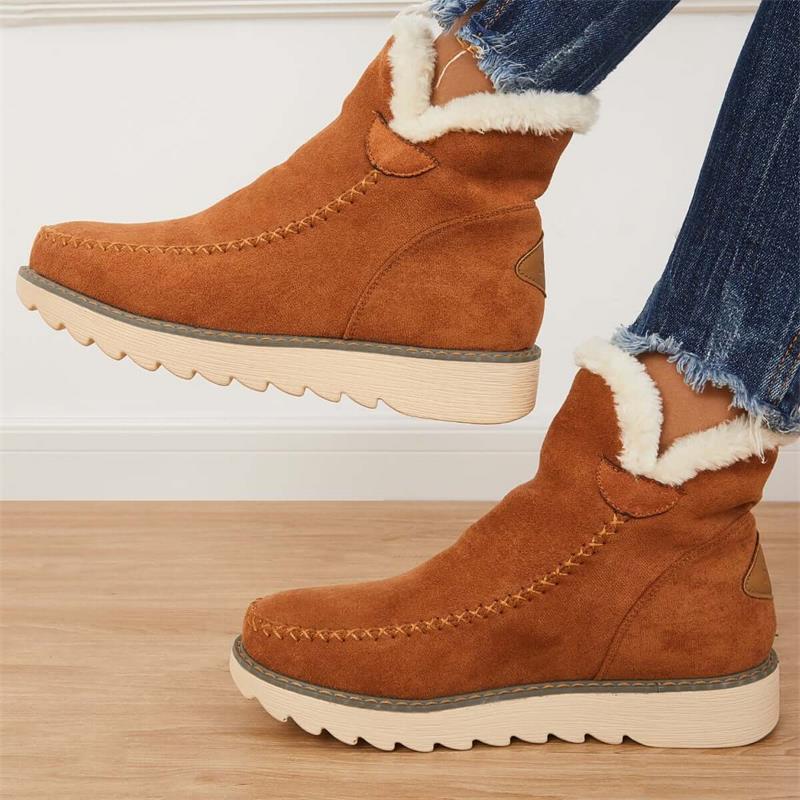 Botas de nieve clásicas hasta el tobillo para mujer con suela antideslizante-ES