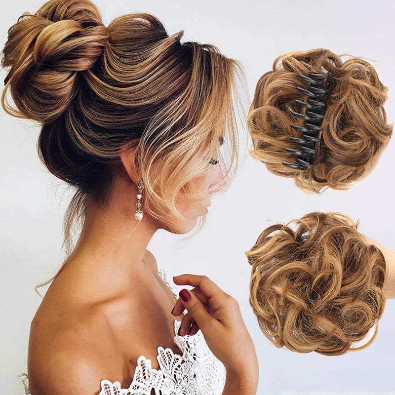 Peluca con clips para cabello natural-ES