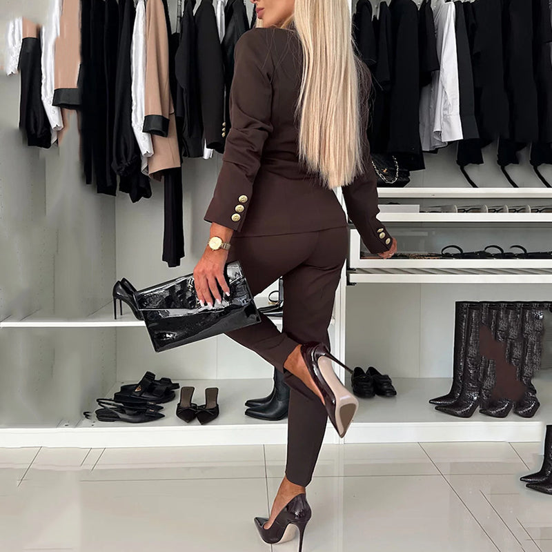 Conjunto de chaqueta y pantalón cruzado de mujer-ES