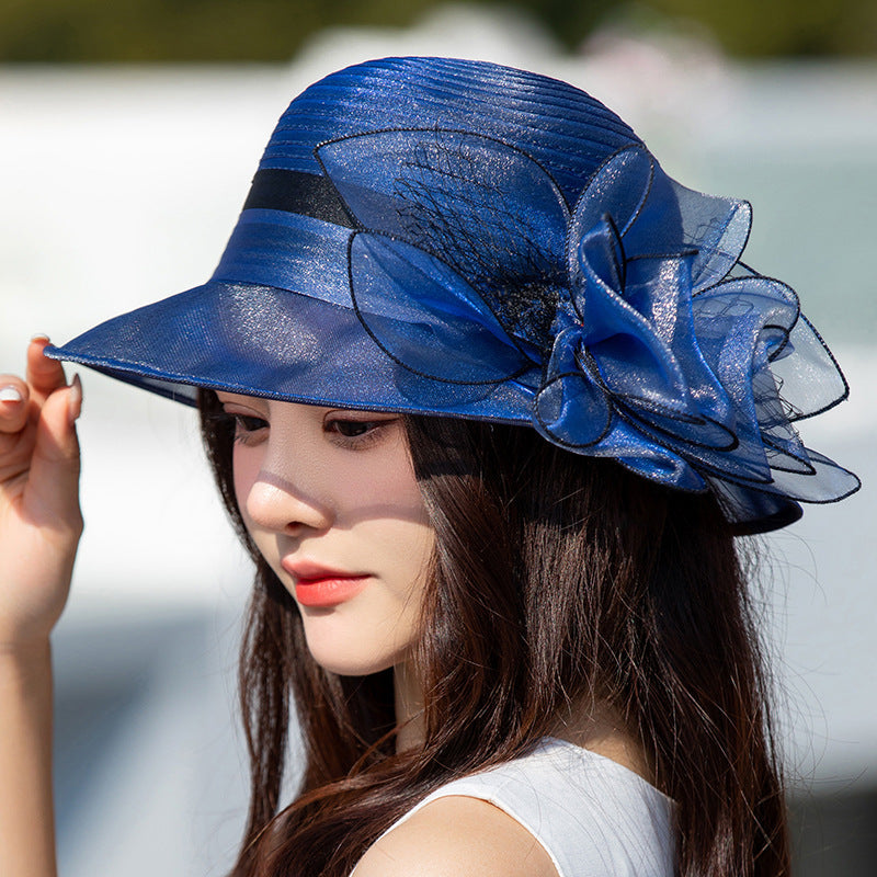 👒Elegante sombrero con ala ancha flor con protección UV-ES