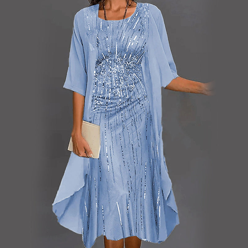 🔥👗Elegantiškos dviejų dalių gėlėtos šifono suknelės-LT