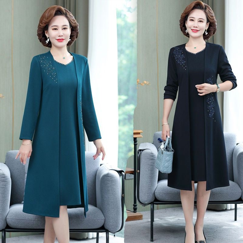 Elegante conjunto de dos piezas para mujer con chaqueta y vestido.-ES