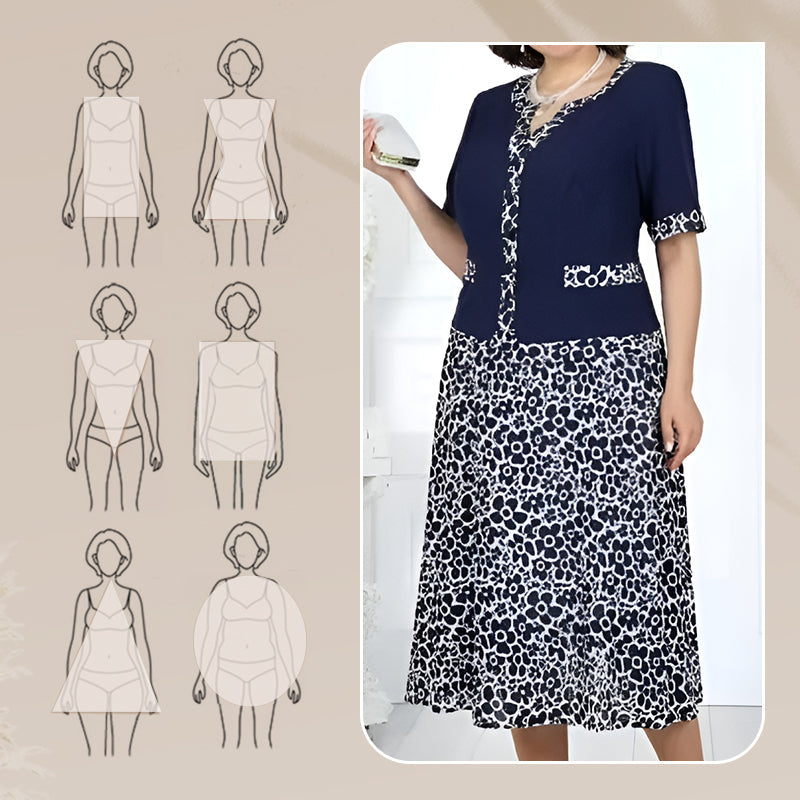 Elegante vestido de dos piezas de imitación para mujer con estampado floral.-ES