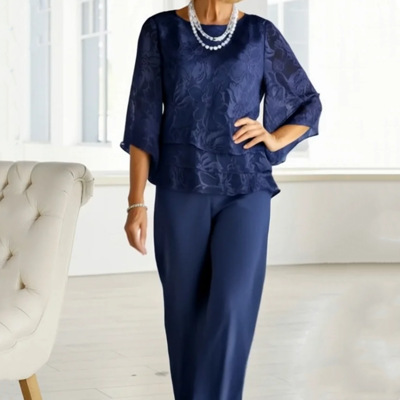 Elegantes tops de mujer con lazos y pantalones anchos en un conjunto.-ES