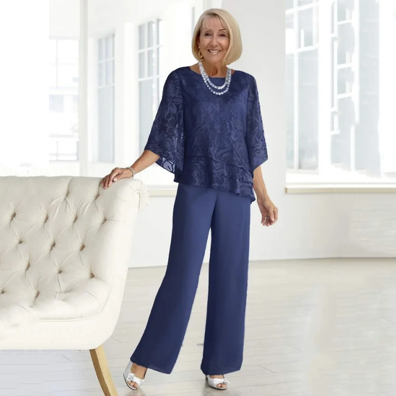 Elegantes tops de mujer con lazos y pantalones anchos en un conjunto.-ES