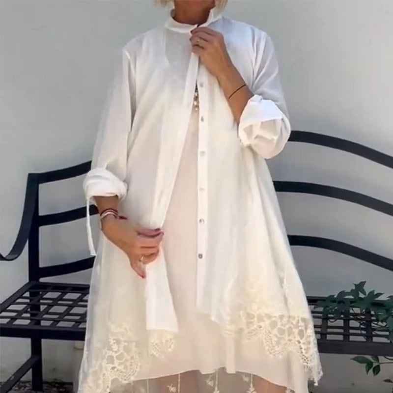 🌸🎗️Vestido sin mangas y suéter de encaje para mujer-ES
