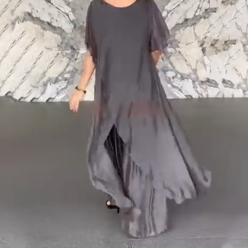 🛍️✨ Ženski komplet, ki ga sestavljata bluza nepravilnega kroja in lahke hlače-SI