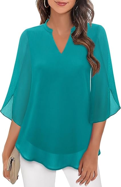 Camisa de gasa con cuello en V-ES