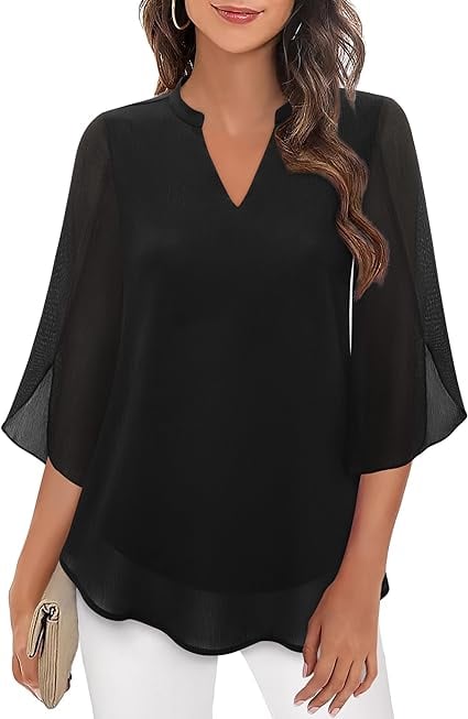Camisa de gasa con cuello en V-ES