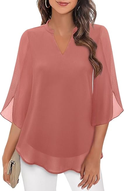 Camisa de gasa con cuello en V-ES