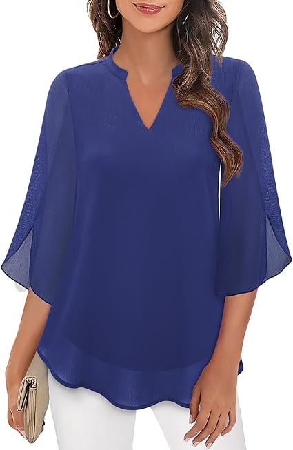 Camisa de gasa con cuello en V-ES