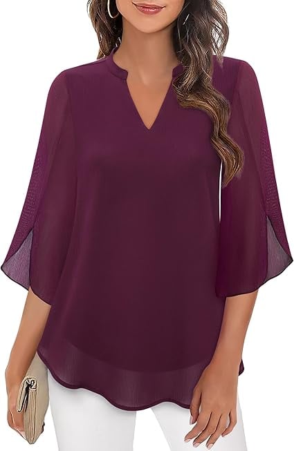 Camisa de gasa con cuello en V-ES