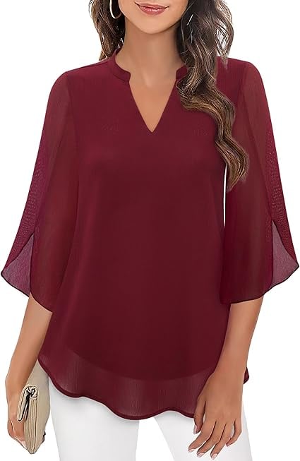 Camisa de gasa con cuello en V-ES