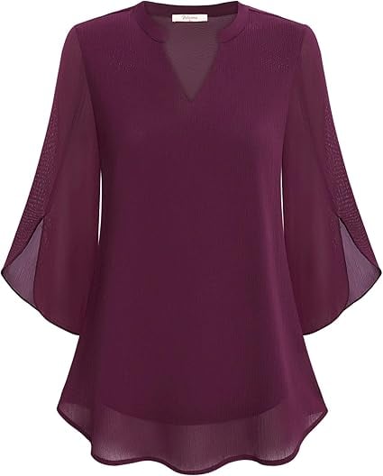 Camisa de gasa con cuello en V-ES