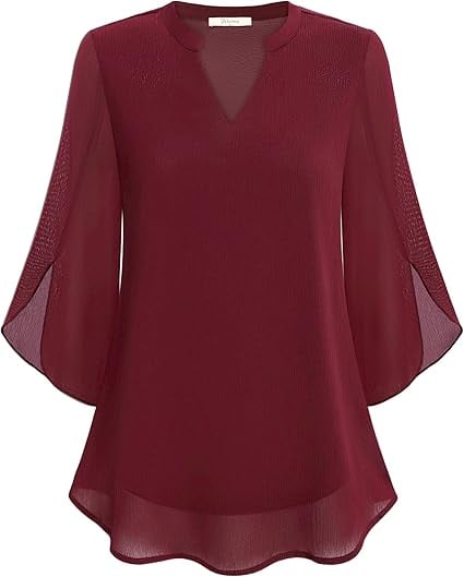 Camisa de gasa con cuello en V-ES
