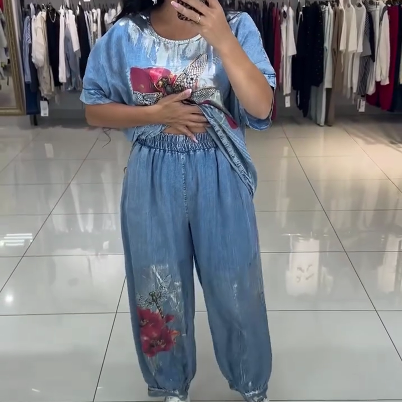 Conjunto estampado mujer, top y pantalón-ES