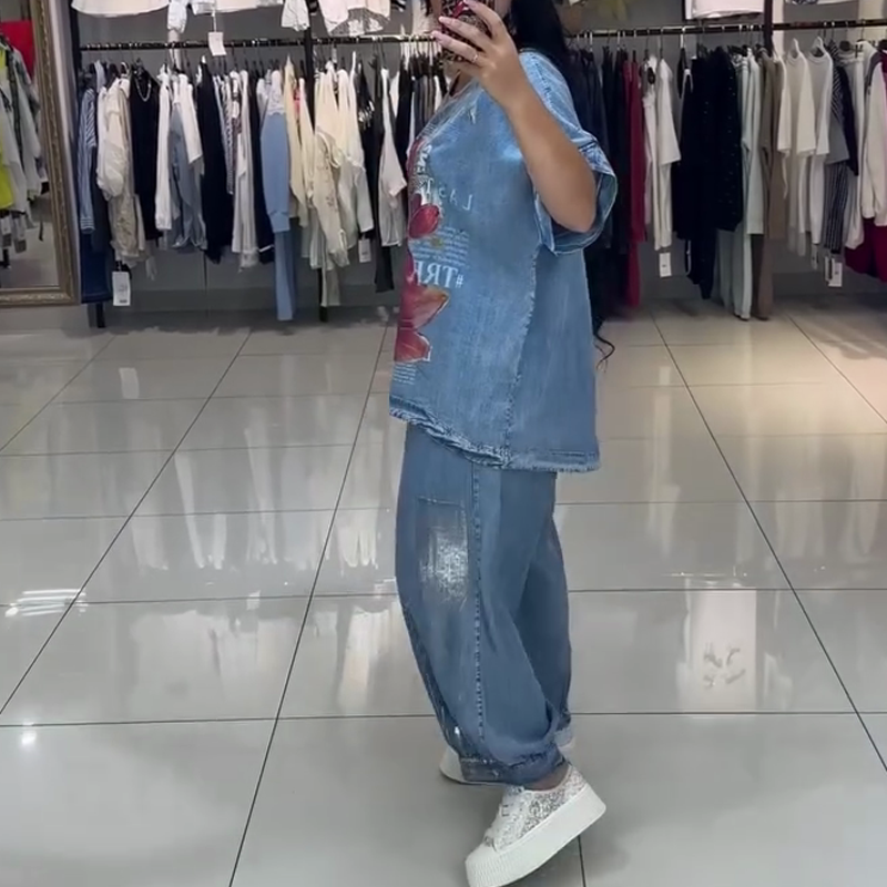 Conjunto estampado mujer, top y pantalón-ES