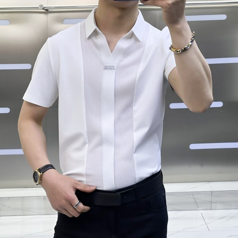 Camisa de patchwork para hombre en estilo casual de negocios-ES