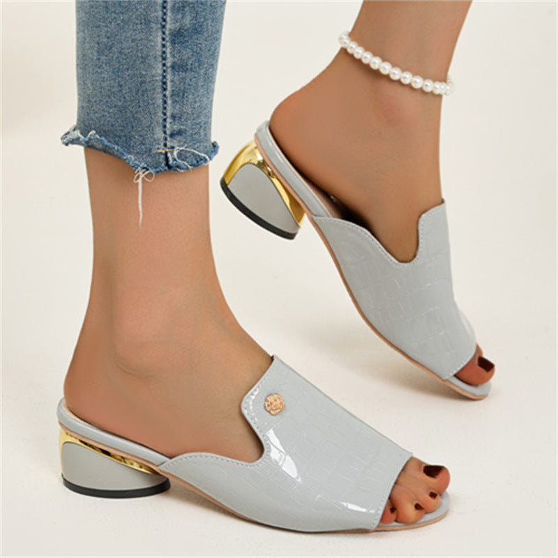 😍Último día con 50% de descuento😍 - Sandalias ortopédicas de piel de moda para mujer con puntera abierta y tacón grueso-ES
