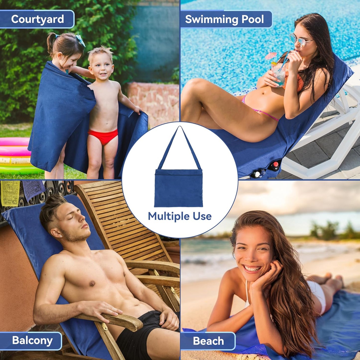 🏖️🌞Toalla para tomar el sol en bolsa con bolsillos de almacenamiento💦-ES