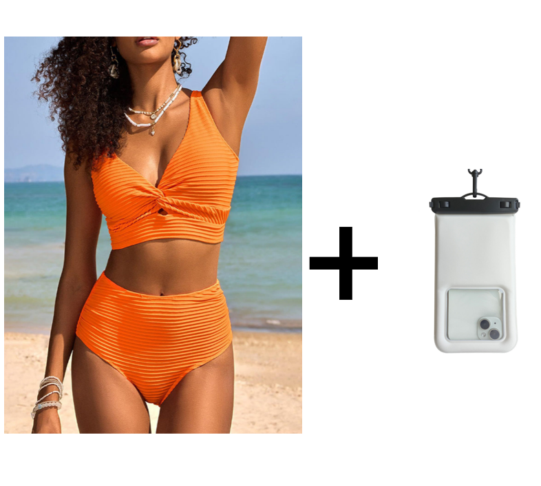 Conjunto de bikini de cintura alta-ES