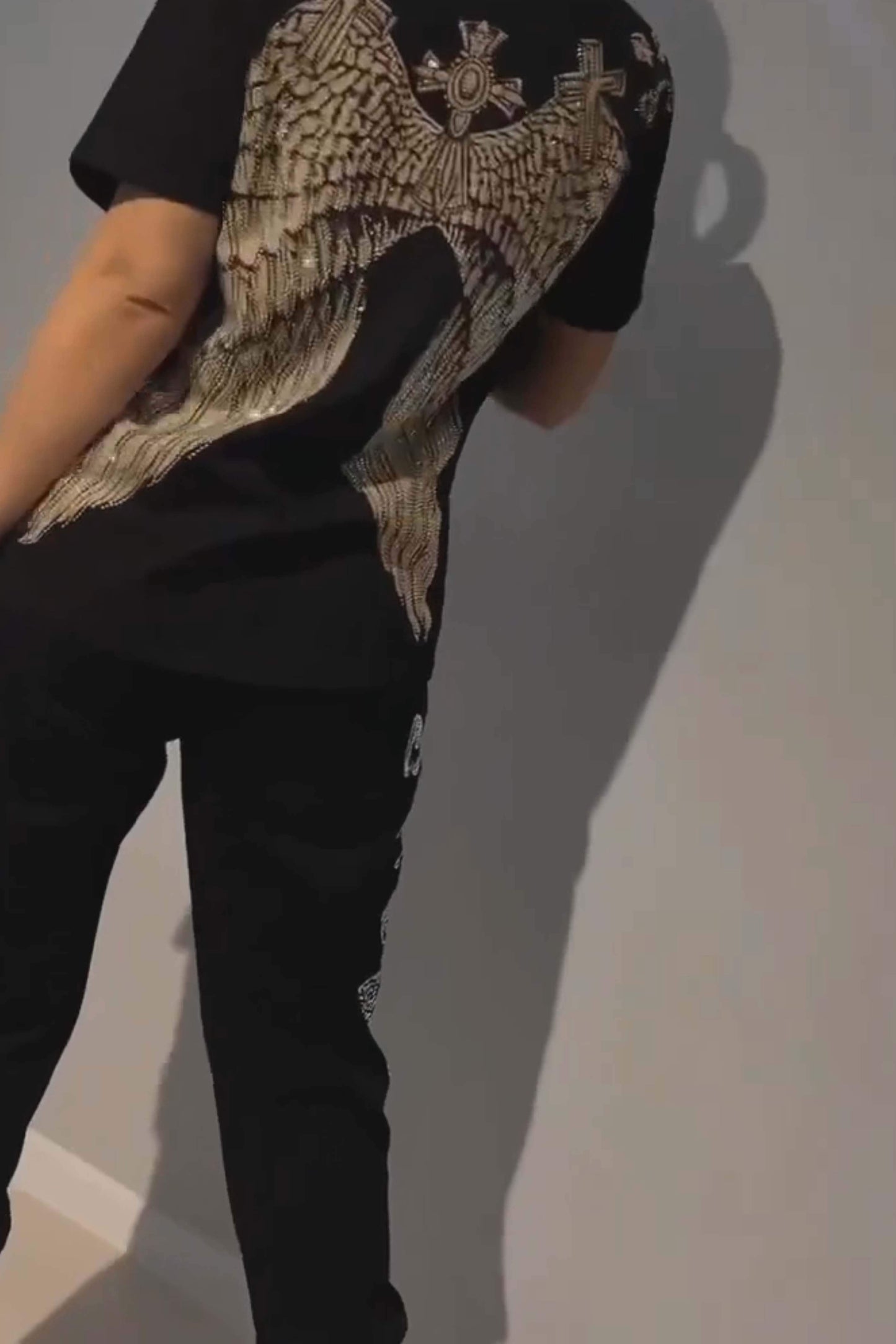 Conjunto de dos piezas para mujer, top y pantalón con estampado de rombos moderno.-ES
