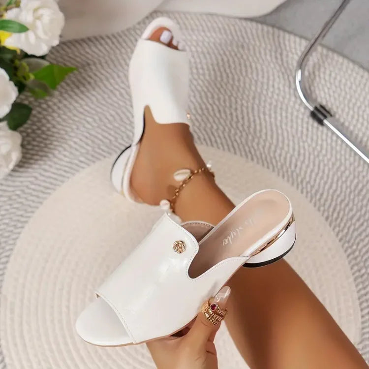😍Último día con 50% de descuento😍 - Sandalias ortopédicas de piel de moda para mujer con puntera abierta y tacón grueso-ES