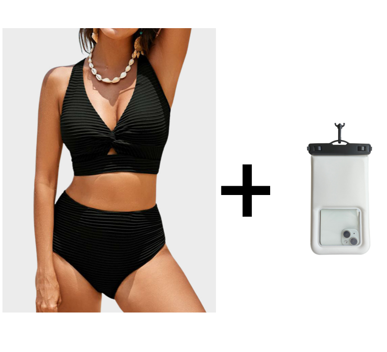 Conjunto de bikini de cintura alta-ES