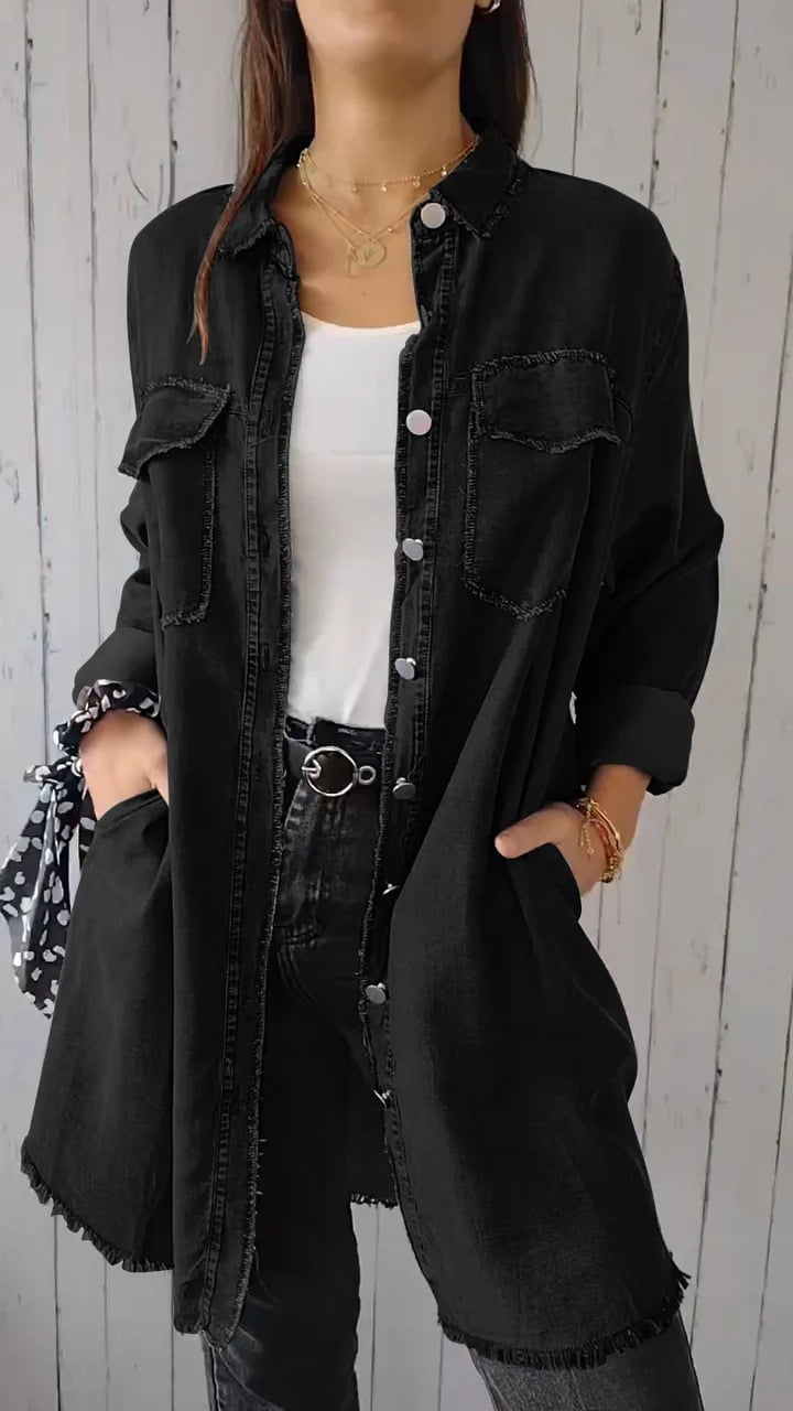 Camisa vaquera cómoda con abrigo largo-ES