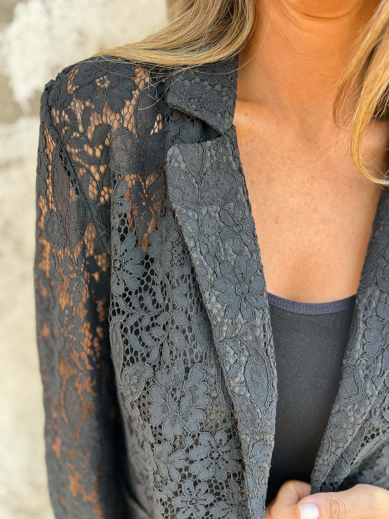 Chaqueta de malla de encaje continuo-ES