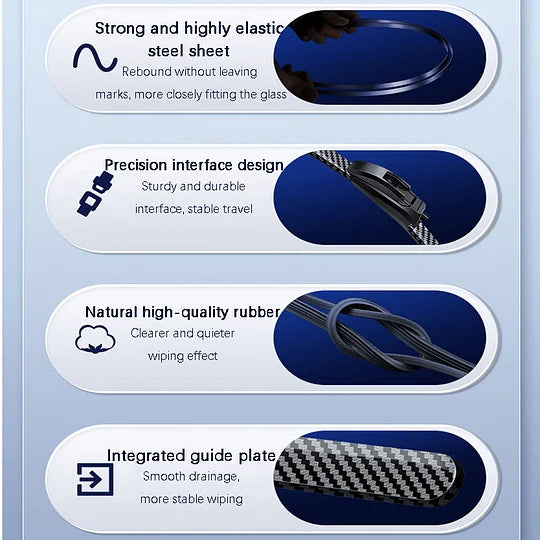 🌈 Escobillas limpiaparabrisas silenciosas sin hueso de fibra de carbono: haga que su viaje sea elegante, silencioso y cómodo!-ES
